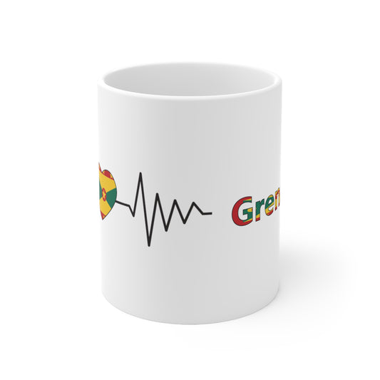 1-Caribbean Love White Ceramic Mugs: Heartfelt Flags of the Islands, 11oz (330ml), 15oz (440ml)