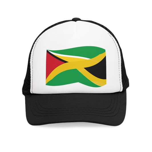 3-Caribbean Fusion Mesh Cap: Guyana & Jamaica Flag Edition