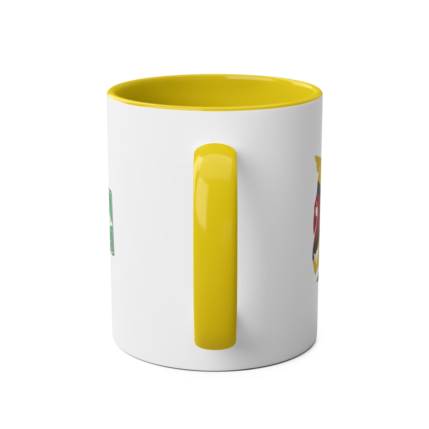 2-Guyana Flag Jaguar Print Ceramic Mug - White with Variant Accents Colours - 330ml