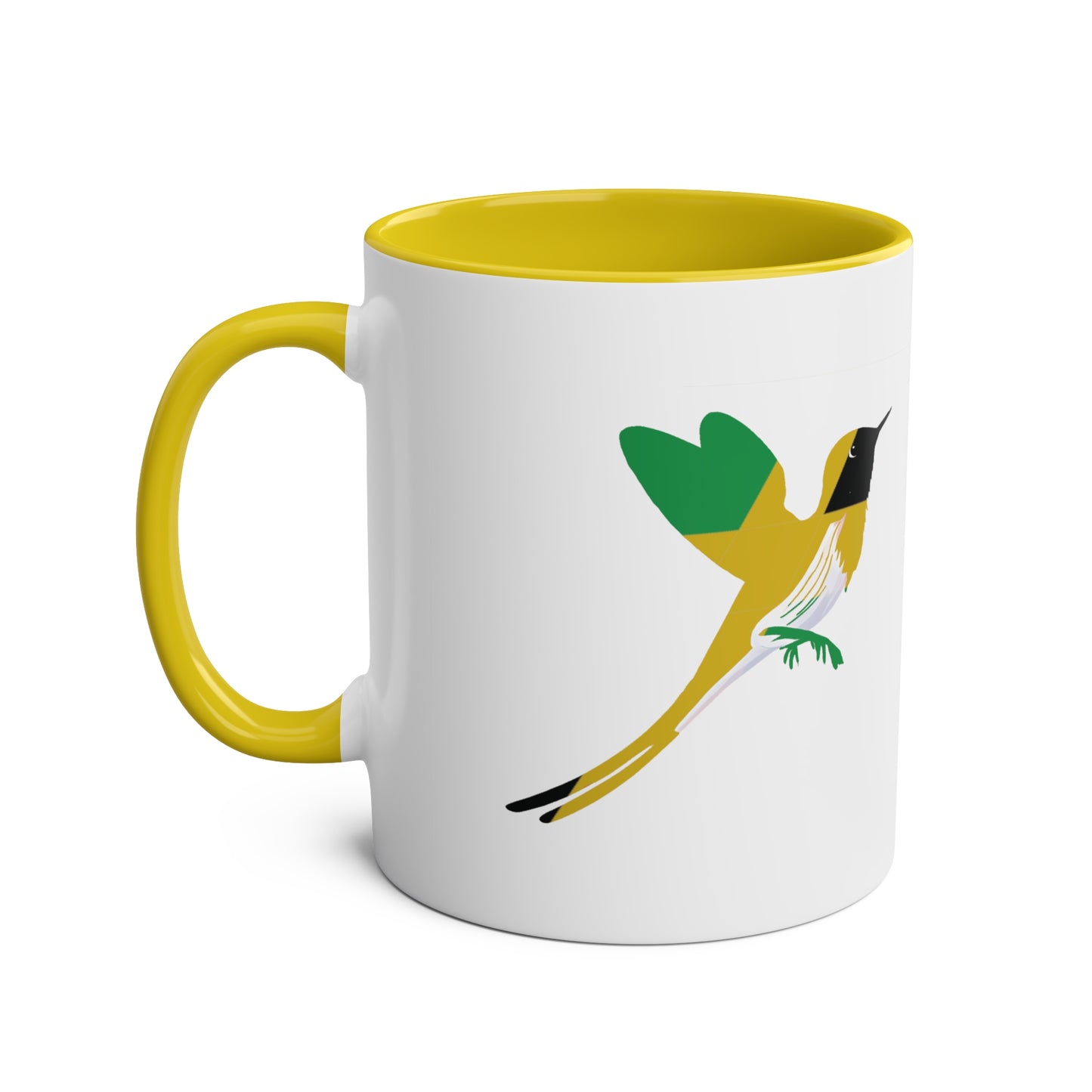 2-Jamaica Flag Red-billed streamer tail  Print Ceramic Mug - White with Variant Accents Colours - 330ml