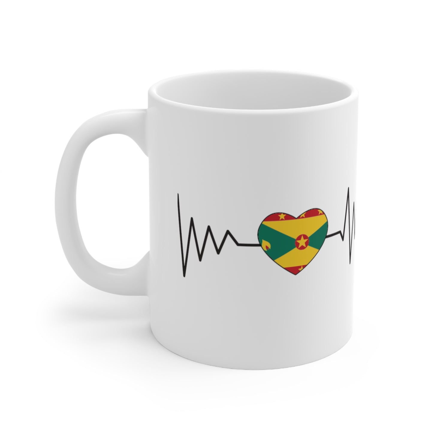 1-Caribbean Love White Ceramic Mugs: Heartfelt Flags of the Islands, 11oz (330ml), 15oz (440ml)