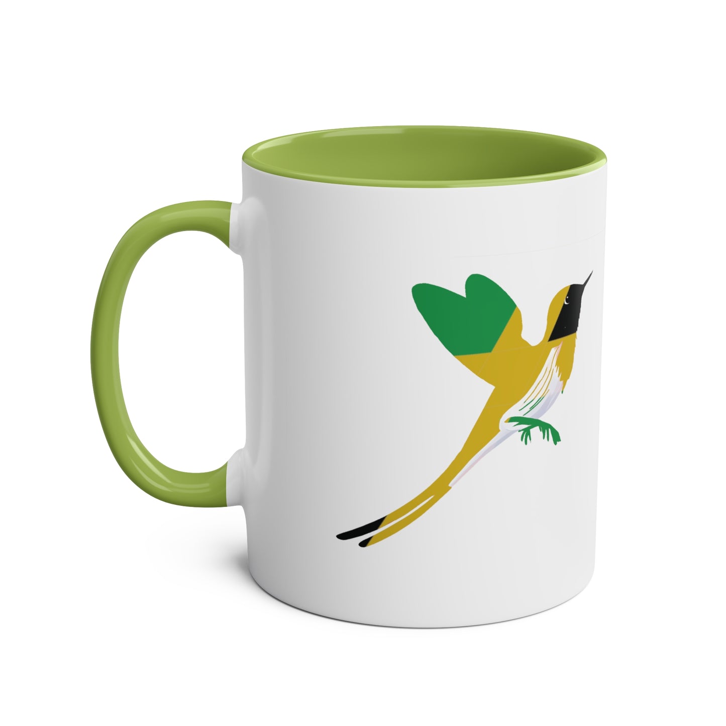 2-Jamaica Flag Red-billed streamer tail  Print Ceramic Mug - White with Variant Accents Colours - 330ml