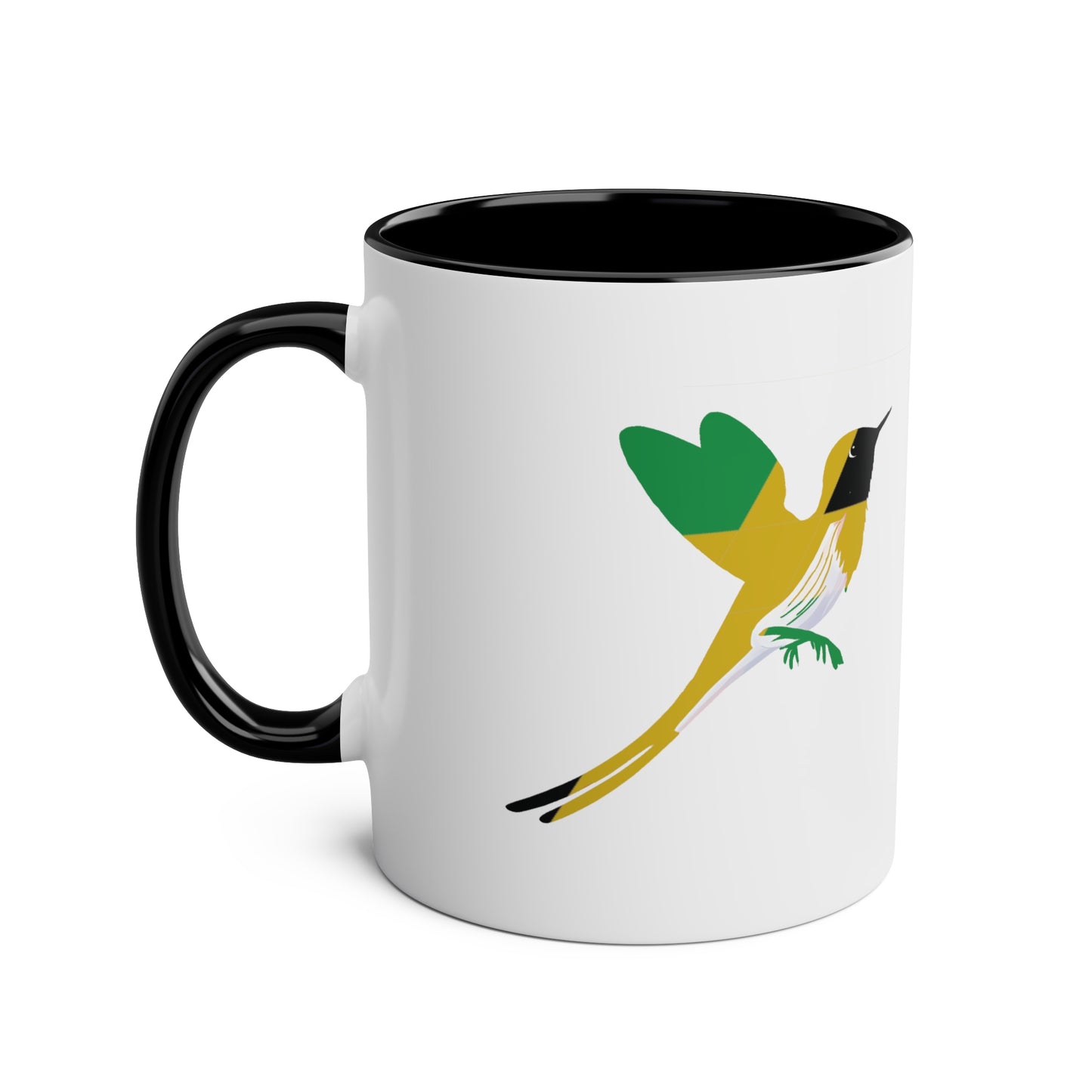 2-Jamaica Flag Red-billed streamer tail  Print Ceramic Mug - White with Variant Accents Colours - 330ml