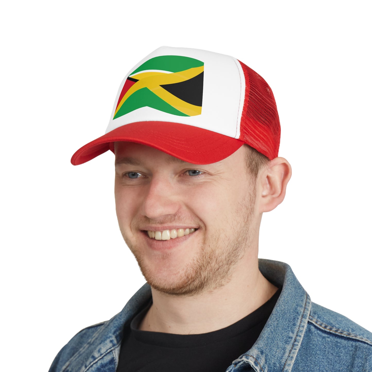 3-Caribbean Fusion Mesh Cap: Guyana & Jamaica Flag Edition