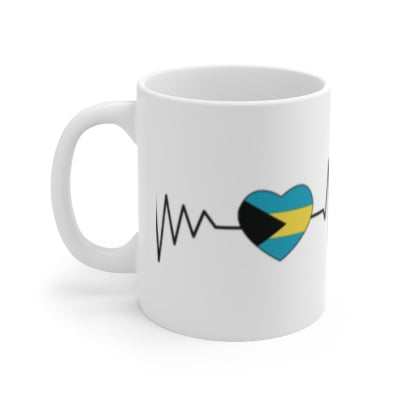 1-Caribbean Love White Ceramic Mugs: Heartfelt Flags of the Islands, 11oz (330ml), 15oz (440ml)