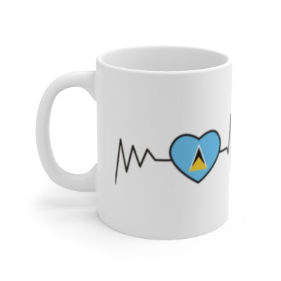 1-Caribbean Love White Ceramic Mugs: Heartfelt Flags of the Islands, 11oz (330ml), 15oz (440ml)