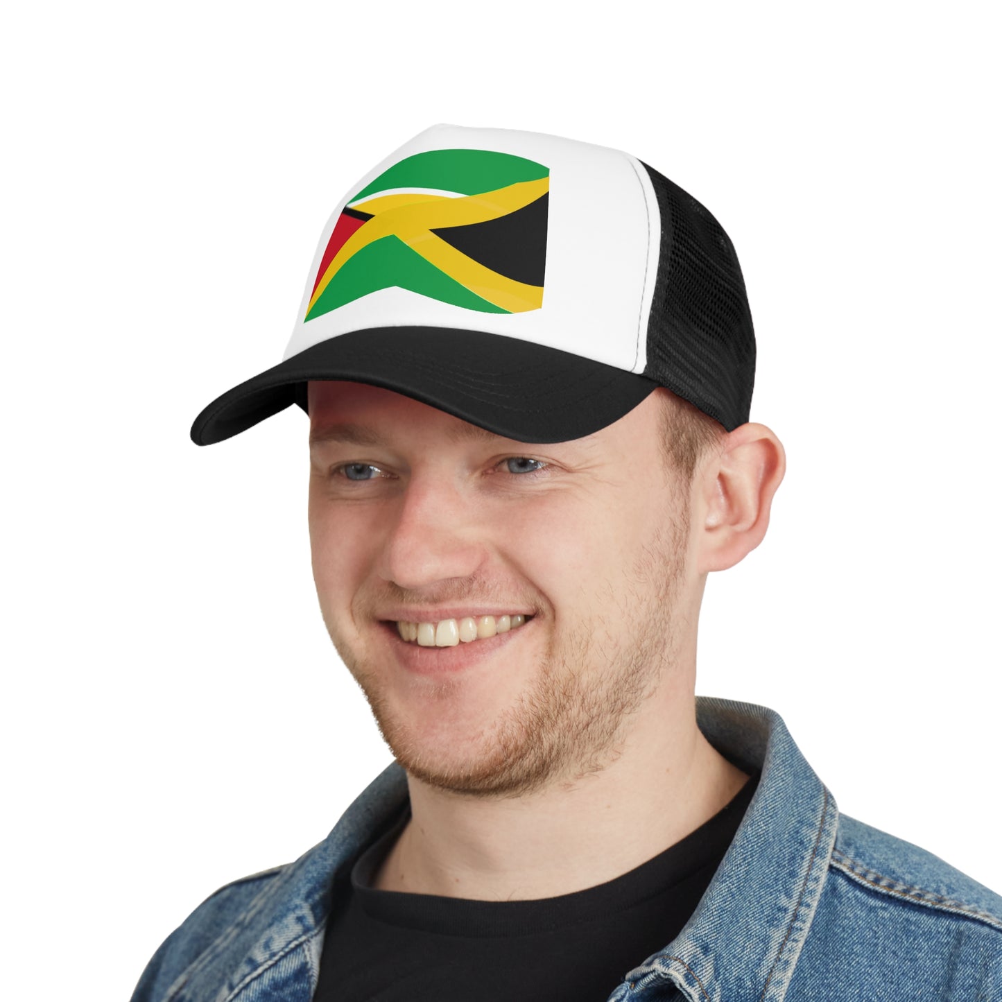 3-Caribbean Fusion Mesh Cap: Guyana & Jamaica Flag Edition