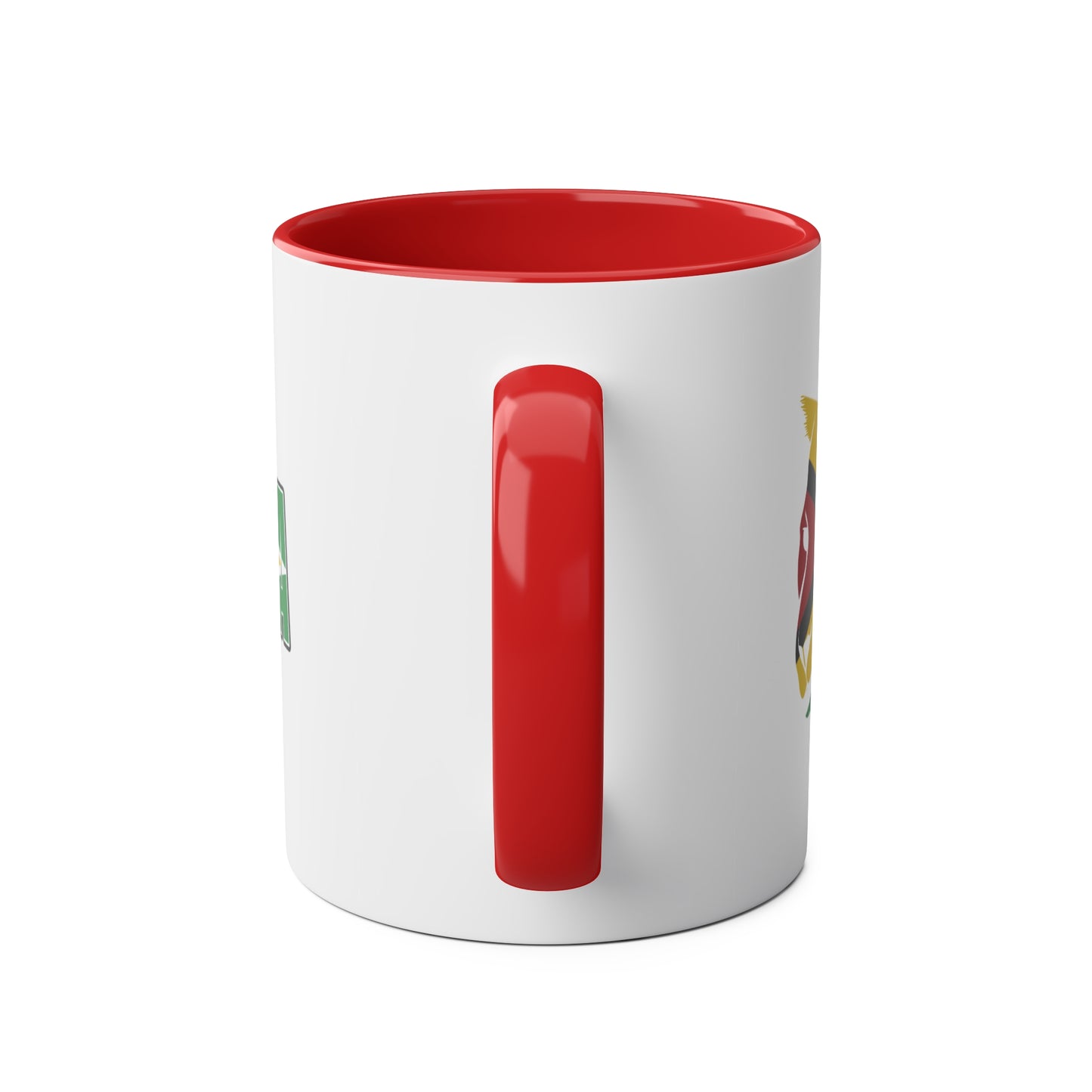 2-Guyana Flag Jaguar Print Ceramic Mug - White with Variant Accents Colours - 330ml