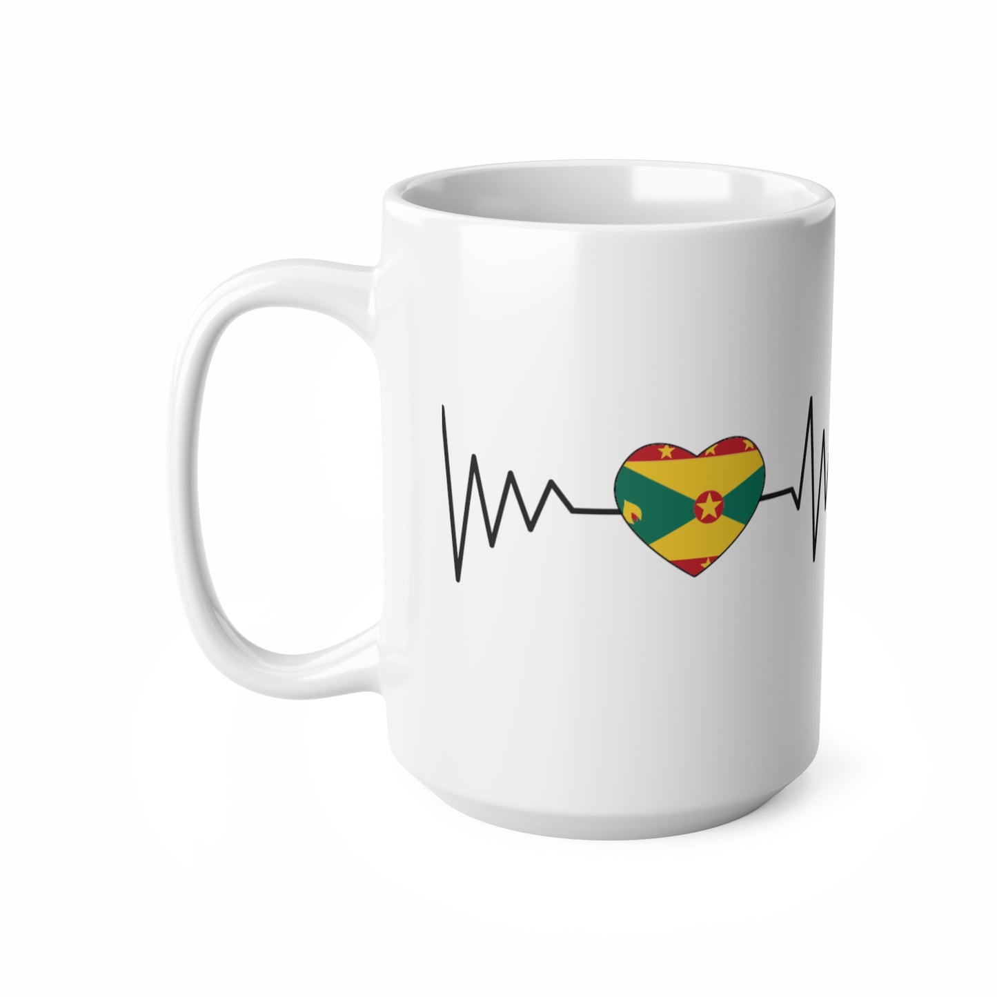 1-Caribbean Love White Ceramic Mugs: Heartfelt Flags of the Islands, 11oz (330ml), 15oz (440ml)