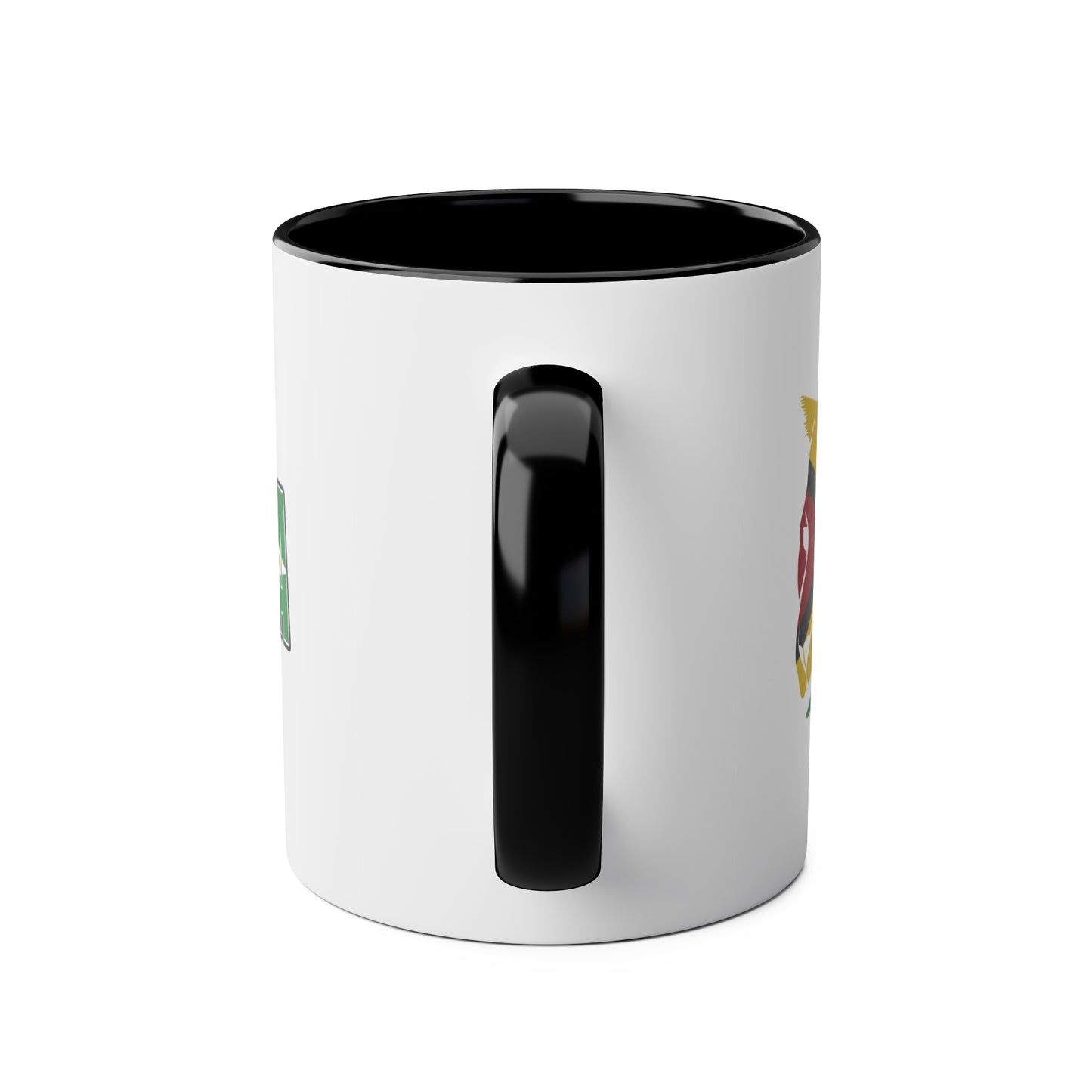 2-Guyana Flag Jaguar Print Ceramic Mug - White with Variant Accents Colours - 330ml